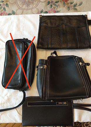 Один лот 3шт.пресмета-барсетка из тонкой настоящей кожи+косметичка+кошелек из кожного заменителя!