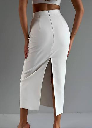 2🌈жіноча спідниця міді з розрізом ззаду чорна біла