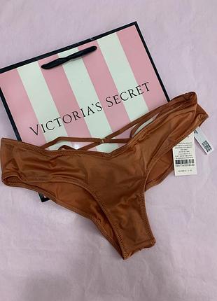 Трусики чікі зі стропами victoria's secret strappy-back high-leg cheeky panty very sexy gingerbread