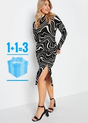 🥰 обтисла міді сукня в абстрактний принт f&f 16