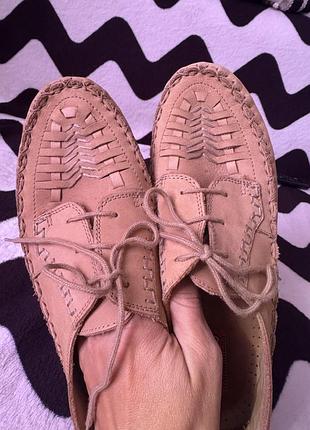 Шкіряні італійські плетені мокасини в етно стилі