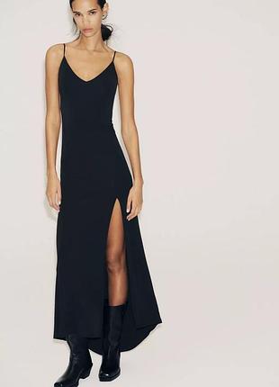 Довга крепова сукня жіноча чорна zara new