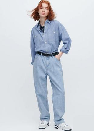 Оригинальная легкая джинсовая рубашка унисекс от uniqlo 1+1=3🎁на все❗