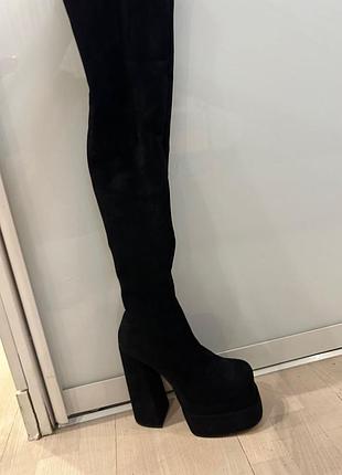 Замшеві чоботи на платформі39!розмір