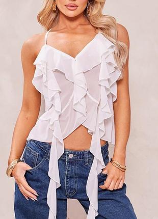 Розпродаж топ prettylittlething блуза  рюши
