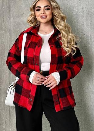 Рубашка из мягкой байки в клетку, рубашка в клетку батал, оверсайз