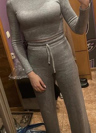 Ангора костюм штани палаццо та кроп топ