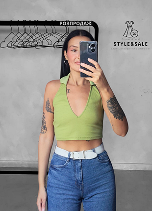 Стильний топ у рубчік через шию shein