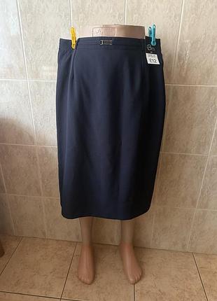Спідниця міді синя класична великий розмір bm