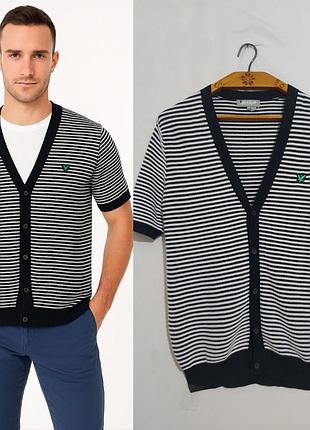 Вязаный котоновый кардиган с коротким рукавом lyle&scott