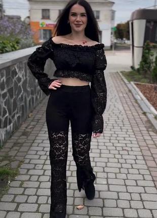 Женский кружевной костюм-двойка