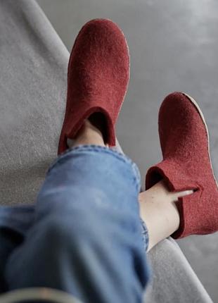 Glerups красные шерстяные тапочки
