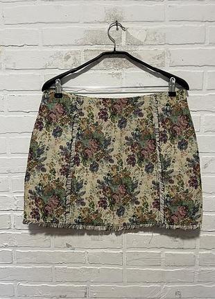 Гарна жіноча міні спідниця спідничка юбка в квітковий принт
