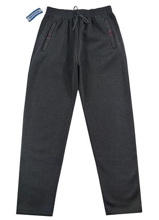 Штани спортивні чоловічі утеплені прямі l, xl, 2xl, 4xl тем.сірий