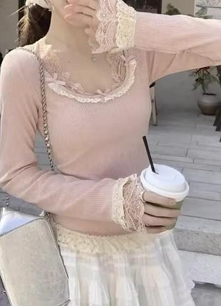 Топ рожевий з бантиками мереживом high street spicy girl