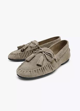 Лофери замшеві жіночі сірі zara new