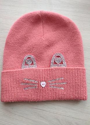 Шапочка на девочку с котиком