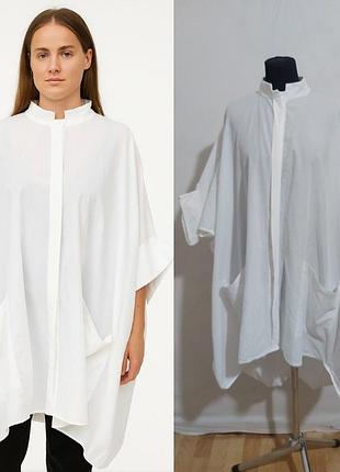 Котоновое платье-рубашка оверсайз в стиле этно, бохо летучая мышь one size annette gortz