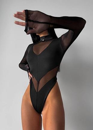 Женское боди микродайвинг с сеткой