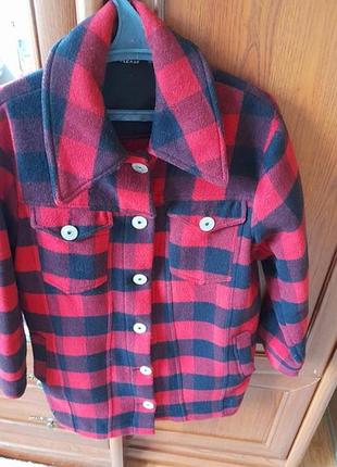 Теплая рубашка/пальто в клетку с подкладкой
