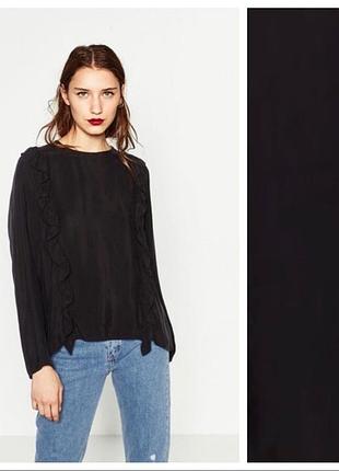 100% cupro чорна жіноча блуза з асиметричною застібкою бренд zara