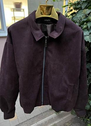 Женская осенняя весня куртка бомбер на молнии искусственная замша коричневая шоколадная