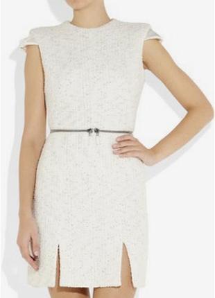 Белое мини-платье из букле-твида | alexander mcqueen