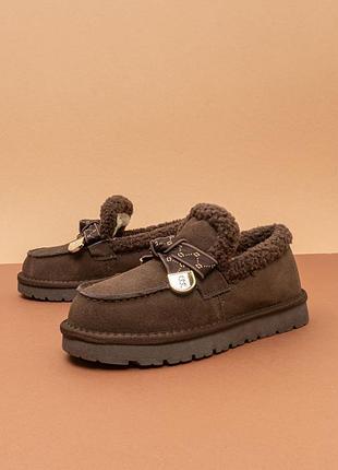 Женские утепленные ботинки лоферы коричневые зимние 36 лоферы жемнее зимние itts 1131253