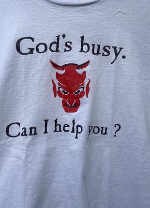 Вінтажна футболка unfledged ,розмір m, бог зайнятий, чим я можу допомогти? 2000 років
