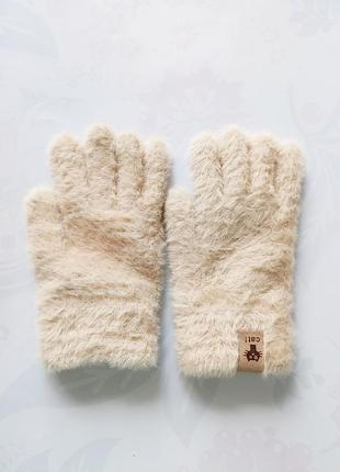 Теплі рукавички в пухнастому дизайні на 9-12 років