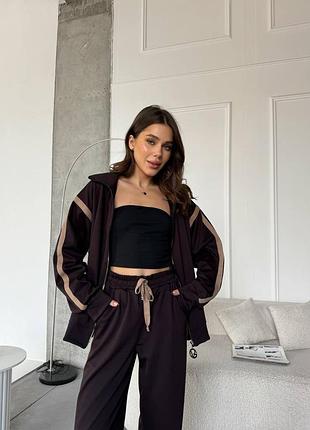 Костюм 🍂 черный/шоколад, итальянский трикотаж супер качество, стильный и комфортный, размер 42-48, мод.237