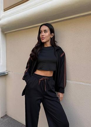 Костюм 🍂 чорний/шоколад, італійський трикотаж супер якість, стильний та комфортний, розмір 42-48, мод.237