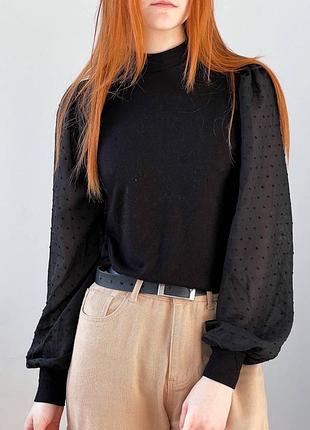 Светр лонгслів з шифоновими рукавами