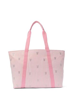 Пляжная сумка в полоску со стразами victoria’s secret оригинал тоут виктория сикрет