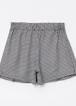Юбка-шорты для девочки в клетку с эластичной талией