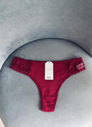 Трусики стрінги бавовняні з мереживом