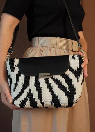 Сумка принт зебра черно-белая, ручная работа