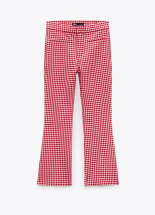 Новые брюки "zara" в красно-розовую клетку. размер l.