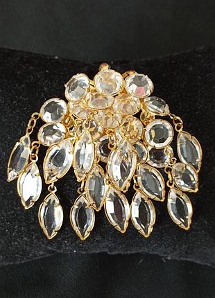 Брошь кулон hobe хрустальный водопад безель сваровски