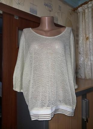 Шикарная ажурная блуза с люриксовой нитью, размер l - 16 - 50