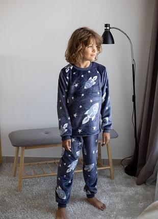 Махровая плюшевая пижама для мальчиков, махрова тепла піжама для хлопчика