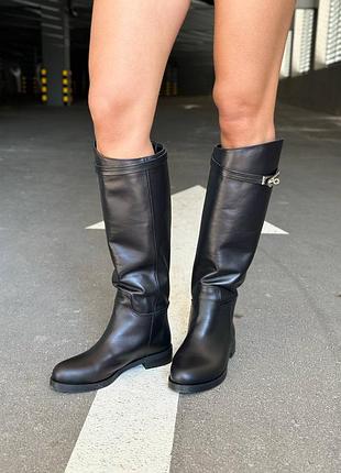 Сапоги трубы из натуральной кожи на байке