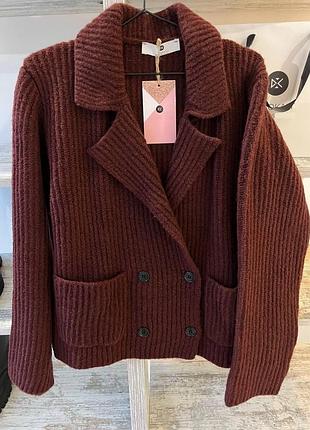 Кардиган жіночий в'язаний оверсайз, однотонний, кофта в'язана, марсала