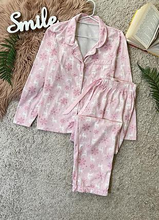 Домашний пижамный комплект в новогодний принт No119/11