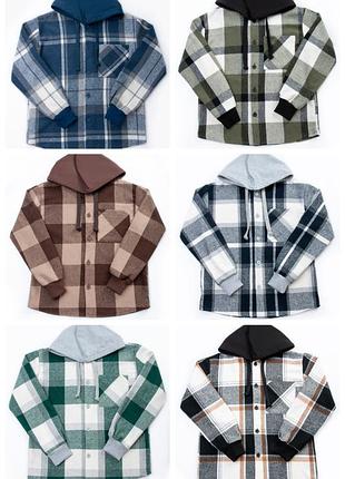 Байковая рубашка для мальчиков с капюшоном, рубашка в клетку, клетчатая кашемировая теплая толстовка