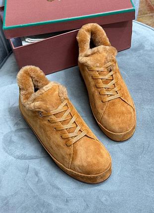 Женские зимние рыжие ботинки кеды лоро пиана loro piana
