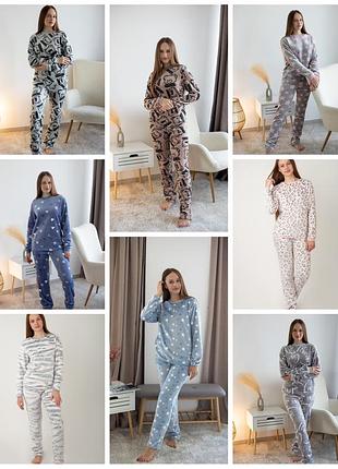 Тепла піжама махрова, теплая пижама махровая, женская пижама теплая