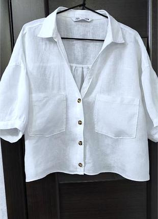 Вкорочена лляна сорочка рубашка