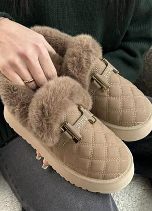 Жіночі теплі лофери мокасини з хутром