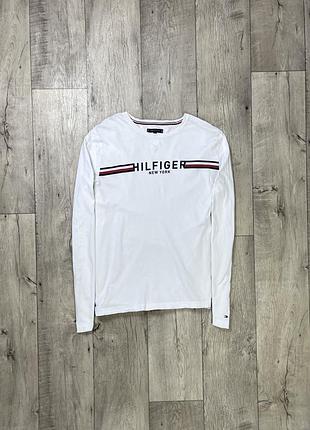 Tommy hilfiger new york кофта лонгслив xl размер белая с принтом